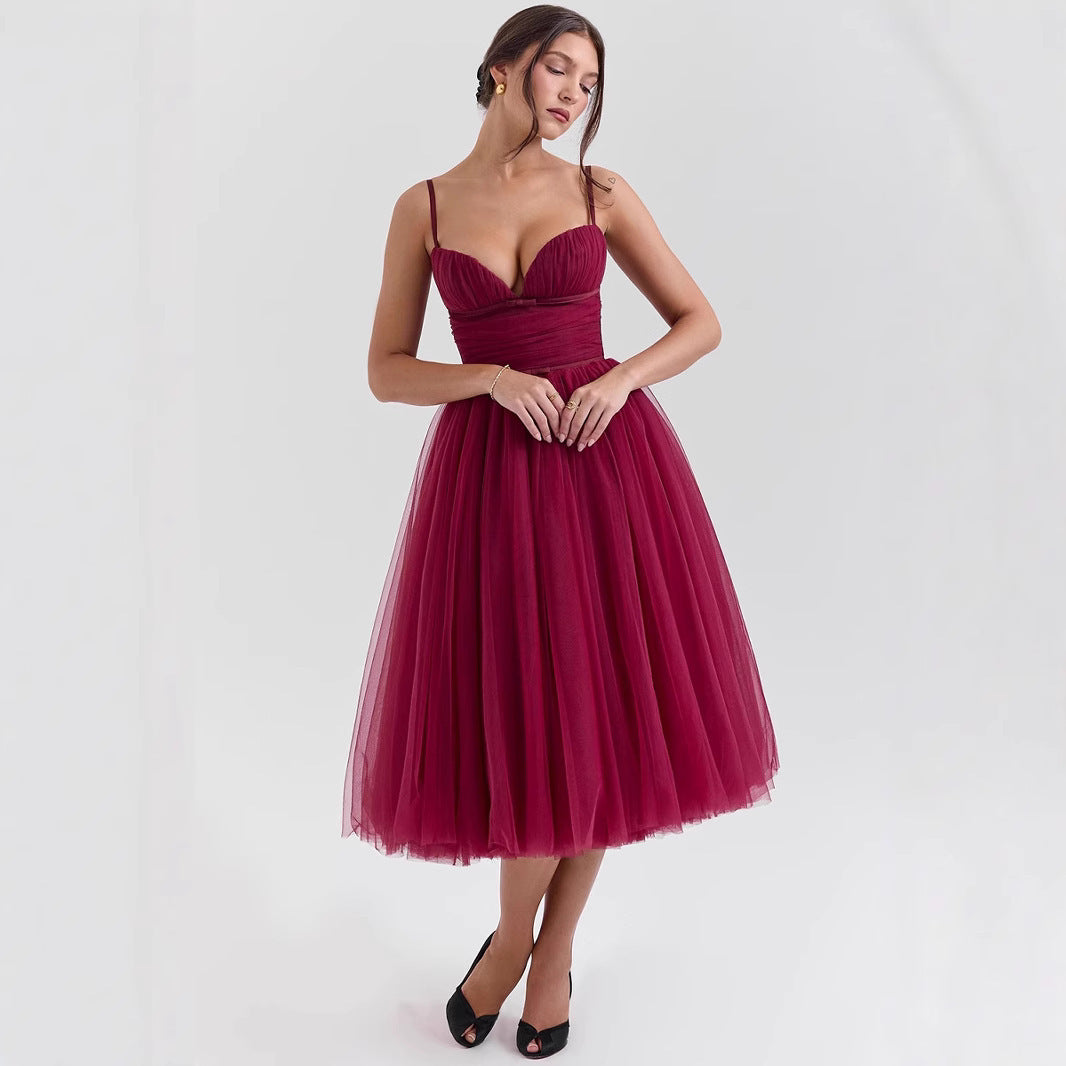 Sling Backless Dress Christmas Banquet