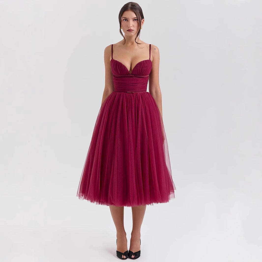Sling Backless Dress Christmas Banquet