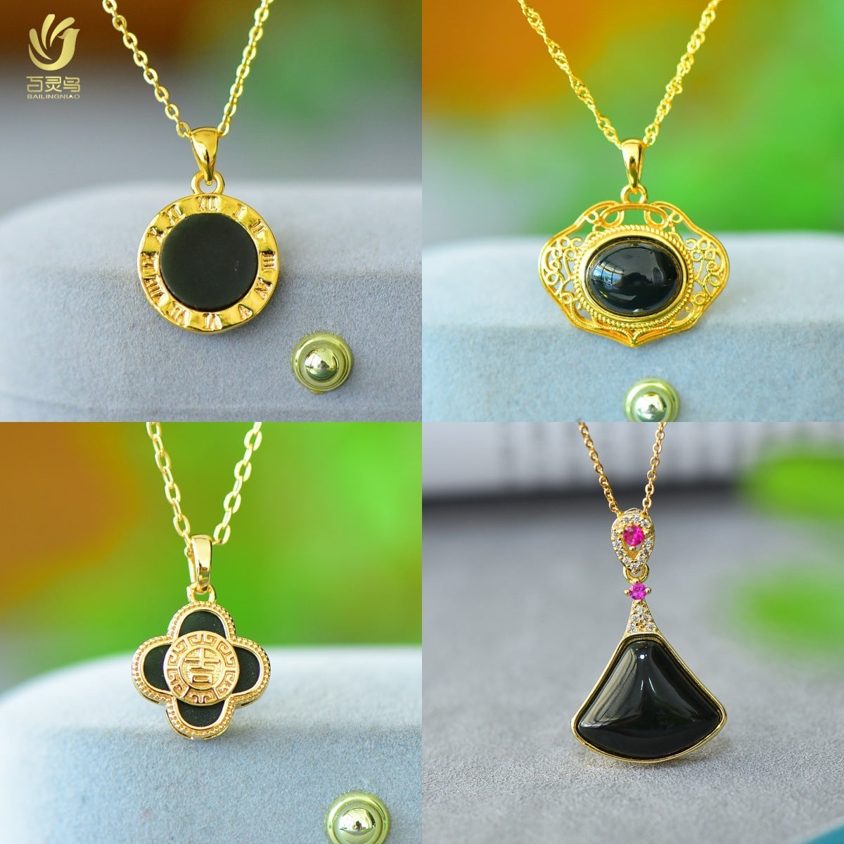 Copper Inlaid Natural Hetian Jade Gray Jade Flat Stylish Pendant Ink Blue Jade Jadeware Pendant Live Supply