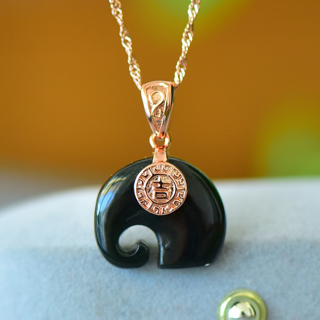 Copper Inlaid Natural Hetian Jade Gray Jade Flat Stylish Pendant Ink Blue Jade Jadeware Pendant Live Supply