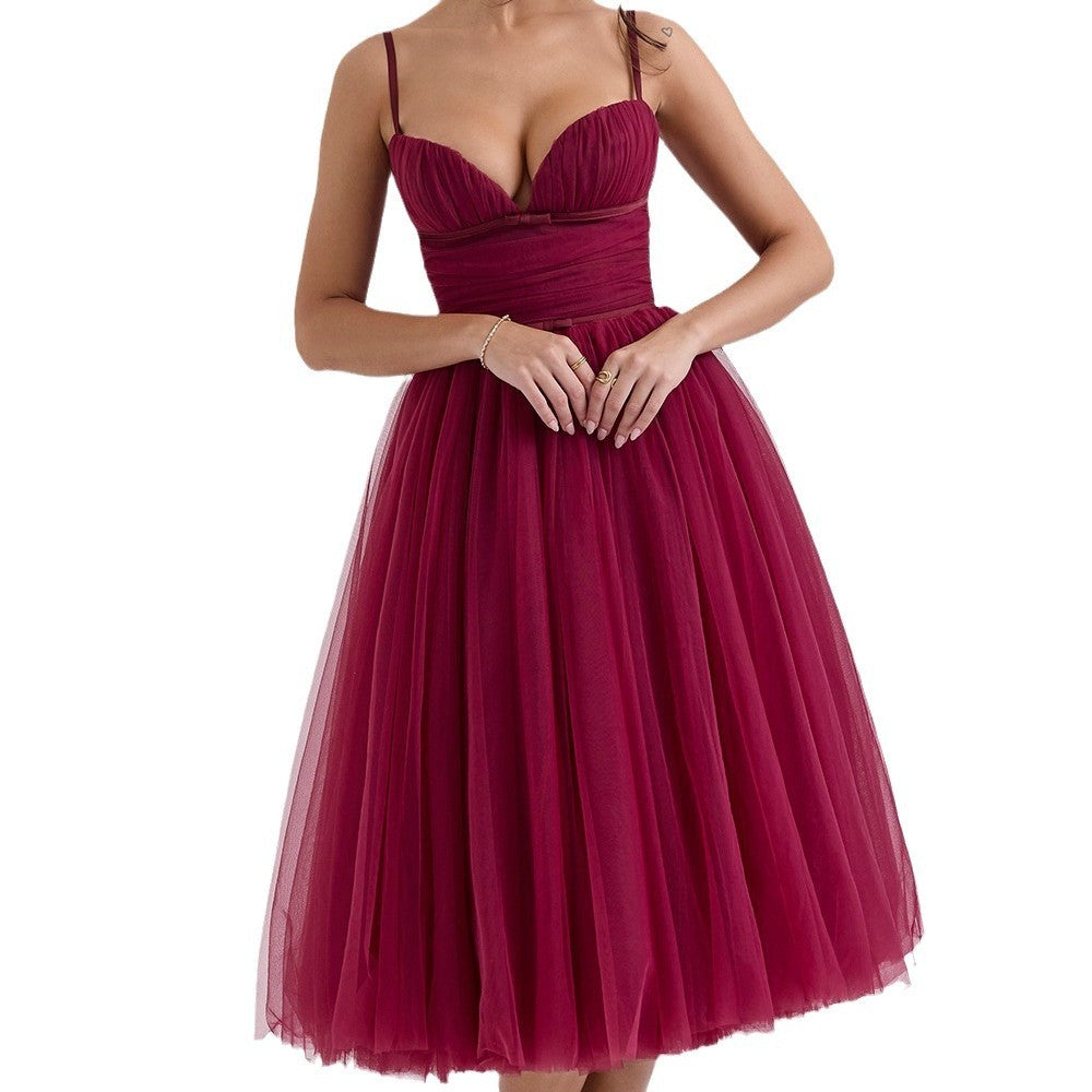 Sling Backless Dress Christmas Banquet